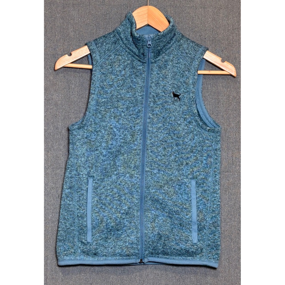 The Black Dog Womens Blue Heather Sweater Fleece Full Zip Vest Sz XS